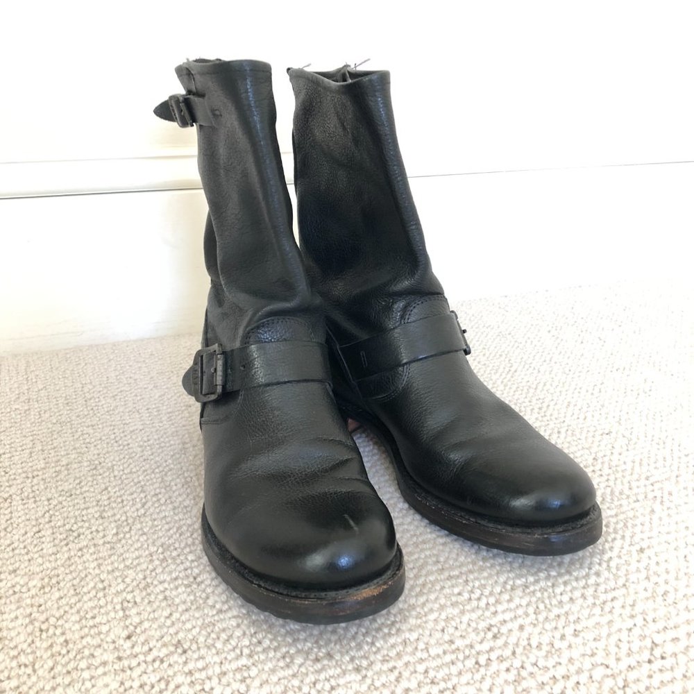 Frye Black Leather Engineer Moto Boot Size 7 1/2